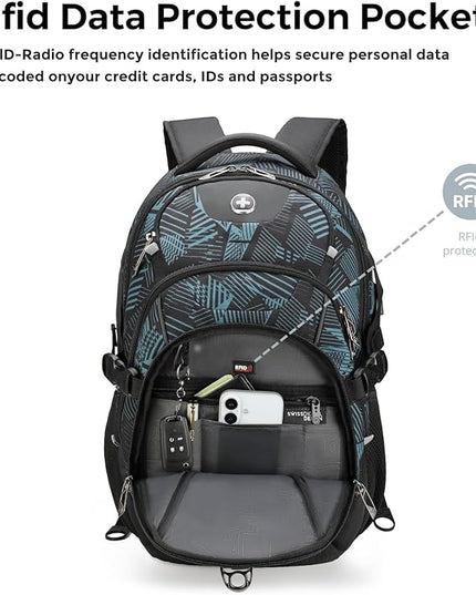 Swissdigital Laptop Backpack with USB Charging Port, Travel Backpack Fits 15.6 inches Computer, 31L Backpack for Men, Dark Green | SD803-96