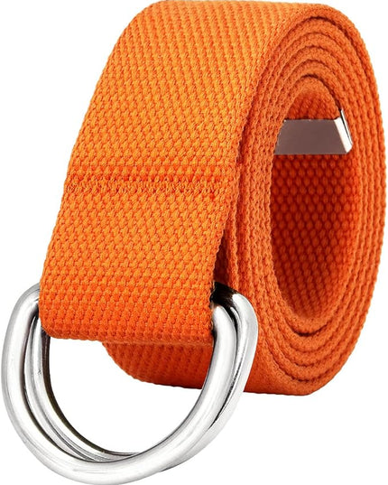 Falari Canvas Web Belt Metal Double D Ring Buckle for Men Women Casual Cloth Military Style Belt 1 1/2" Wide