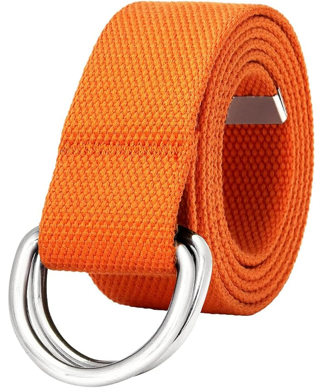 Falari Canvas Web Belt Metal Double D Ring Buckle for Men Women Casual Cloth Military Style Belt 1 1/2" Wide