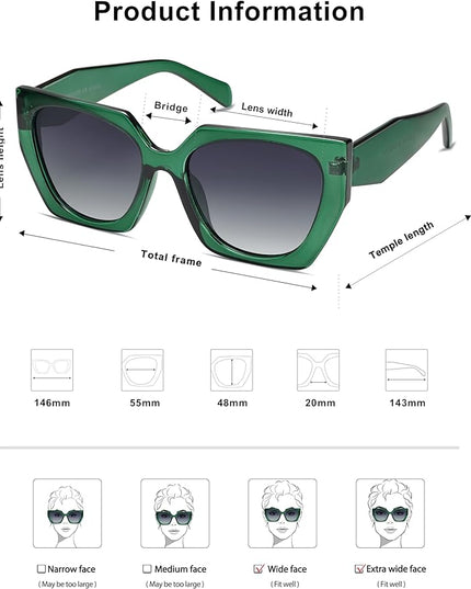 SOJOS Large Oversized Polarized Sunglasses for Women, Big Designer Womens Trendy Square Shades SJ2205