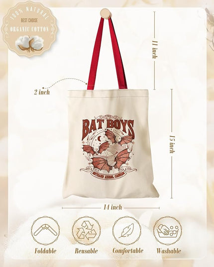 Aesthetic Canvas Tote Bag for Women - Sturdy Cloth Cotton Totes Bag with Pattern Shoulder Bag