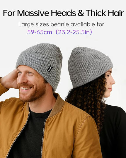 Zylioo XXL Oversize Waffle Knit Beanie,Large Winter Warm Hats for Men Women, Durable Premium Toboggan Hat for Big Heads
