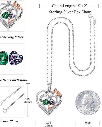Iefil Christmas Gifts for Wife Women - 925 Sterling Silver Double Birthstone Necklace, Anniversary Birthday Gifts for Women, Jewelry Gift for Wife Girlfriend Mom Her