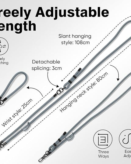 Phone Lanyard, Adjustable Wrist Strap, 2 Pads, Anti Theft Lanyard Crossbody, Multifunctional Cell Phone Neck Strap