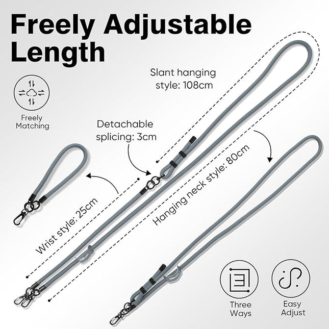 Phone Lanyard, Adjustable Wrist Strap, 2 Pads, Anti Theft Lanyard Crossbody, Multifunctional Cell Phone Neck Strap