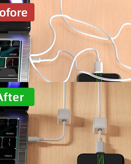 18 Pack Magnetic Cord Organizer Holder,Strong Adhesive Desk Cable Management Easy Open,Organize Phone Charging Cords Wire Holder Organizer Neatly for Home,Office,Car,Desk,Nightstand-White