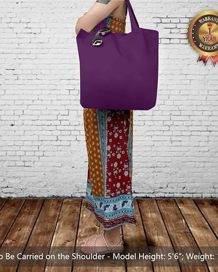 TOPDesign 1-Pack Super Strong Large 12oz Cotton Canvas Tote Bag, Reusable Grocery Shopping Cloth Bag, Fashionable Two-Tone Tote for Crafts, DIY Your Creative Designs