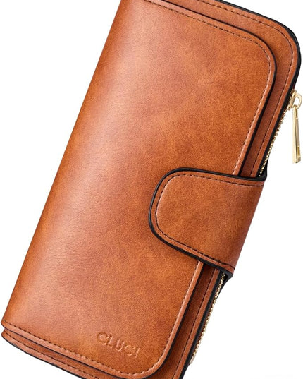 CLUCI Wallet For Women PU Leather RFID Blocking Womens Wallet Bifold Card Holder with ID Window Gifts for Women Birthday | RFID Blocking, Designer, Trifold, Card Holder, ID Window