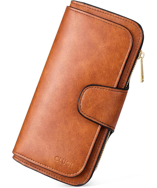 CLUCI Wallet For Women PU Leather RFID Blocking Womens Wallet Bifold Card Holder with ID Window Gifts for Women Birthday | RFID Blocking, Designer, Trifold, Card Holder, ID Window
