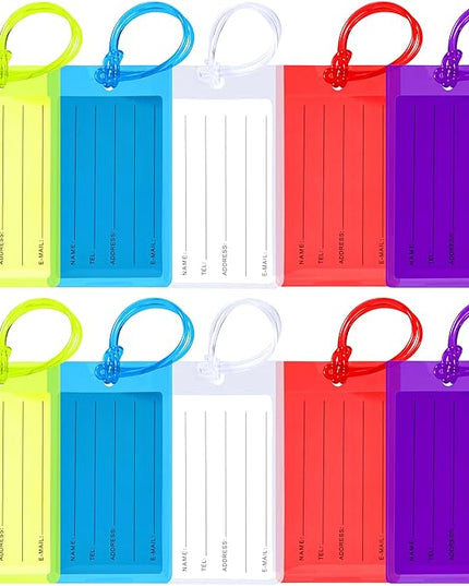 10 Pack Luggage Tags for Suitcases, Airplane Travel Essentials for Flying, International Travel Must Haves, and Luggage Accessories by Sodsay