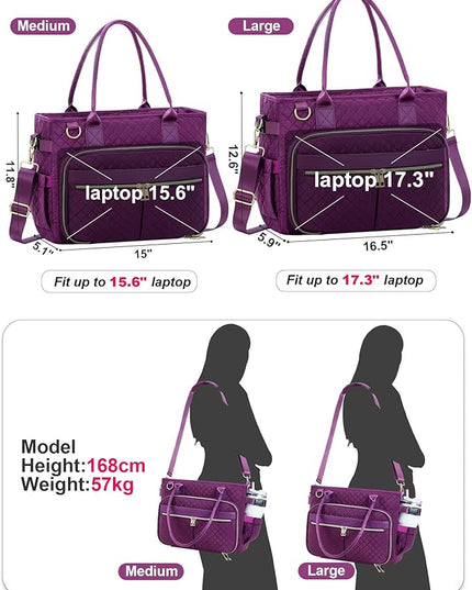 FIORETTO Teacher Tote Bag for Women with Laptop Compartment, Large Cup Holder, Zip Closure, Ideal for Work, Bible, Nurse