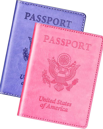Herain Passport Holder for Travel Cruise Essentials 2 Pcs, Passport Cover Wallet Case Travel Gifts Women Men Family, Passports Book Holders Vacation Accessories Must Haves
