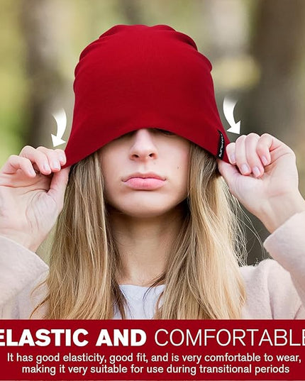 Slouchy Beanie for Women Men Soft Cotton Chemo Hats Double-Layer Warm Beanie Cap for Daily Wear & Transitional Seasons