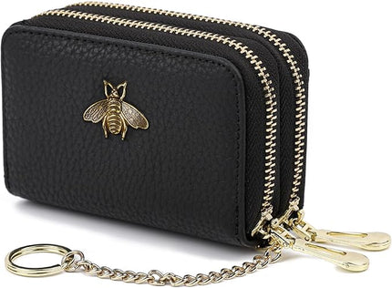imeetu RFID Credit Card Holder, Small Leather Zipper Card Case Wallet for Women