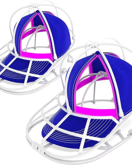 YEENOR Hat Washer Cage for Washing Machine - Baseball Cap Cleaner Rack, Ball Cap Washing, Dishwasher Safe, Perfect for Cleaning and Protecting Hats in Dishwasher (White 2Pack (Assembly))