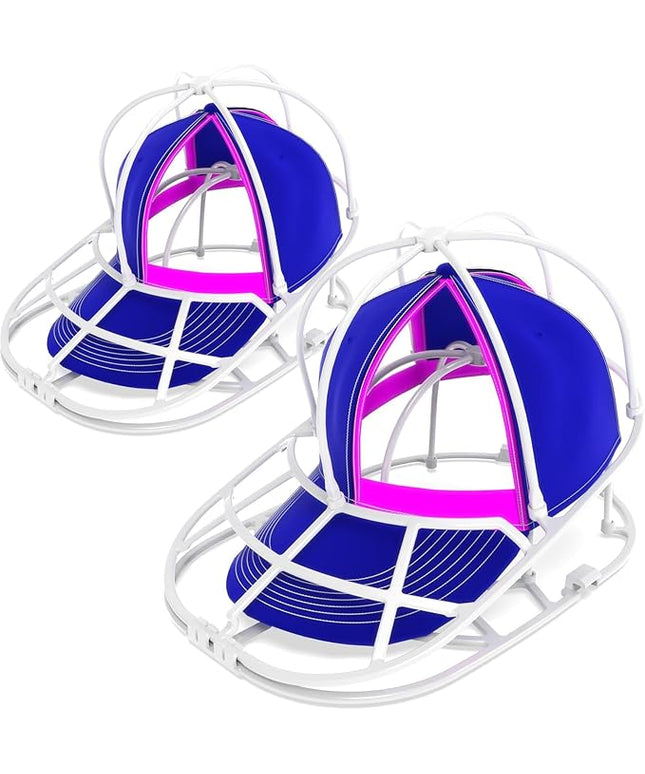 YEENOR Hat Washer Cage for Washing Machine - Baseball Cap Cleaner Rack, Ball Cap Washing, Dishwasher Safe, Perfect for Cleaning and Protecting Hats in Dishwasher (White 2Pack (Assembly))