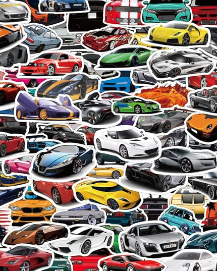 100PCS Cool Car Stickers - Sports Cars, SUVs, Sedans, and Race Cars Vinyl Decals for Water Bottles, Laptops, Journals, and More - Funny, Durable, and Waterproof Designs Teens, and Adults