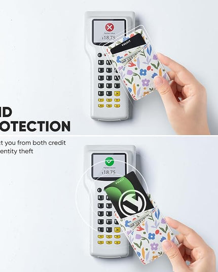 VULKIT Phone Card Holder Wallet Leather Adhesive Pocket RFID Blocking Credit Card Sleeves Stick Back of Phone Smartphones