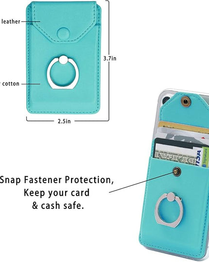 Cell Phone RFID Ring Stand - Wallet Holder for iPhone, Android & All Smartphones - Adhesive Credit Card Holder - Green