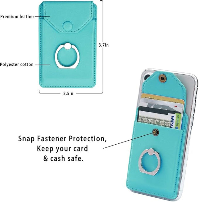 Cell Phone RFID Ring Stand - Wallet Holder for iPhone, Android & All Smartphones - Adhesive Credit Card Holder - Green