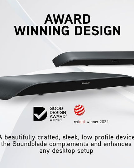 BlueAnt Soundblade Under-Monitor Soundbar, 120W 2.1 Channel Desktop Speaker with USB-C & Bluetooth 5.3 for PC, Mac, Gaming, Music and Streaming, Charcoal