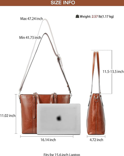 BOSTANTEN Leather Laptop Bag Work Tote for Women Shoulder Handbag Briefcase 15.6 inch Satchel Computer Bag