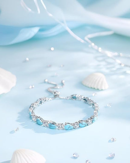 FANCIME Shine of Tears Birthstone Tennis bolo Bracelets Sterling Silver Tennis Bracelets Charm Fine Jewelry Birthday Gifts for Women Mom