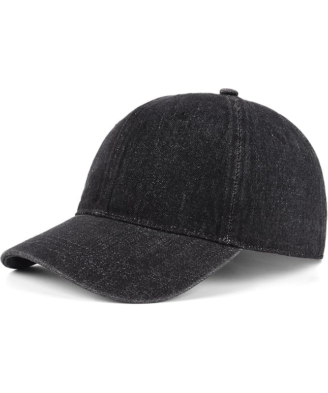 XXL Oversize Washed Denim Baseball Cap,Low Profile Jean Sports Cap for Big Heads 23.5"-25.5",Large Pigment Dyed Dad Hat