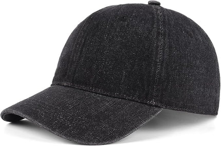 XXL Oversize Washed Denim Baseball Cap,Low Profile Jean Sports Cap for Big Heads 23.5"-25.5",Large Pigment Dyed Dad Hat