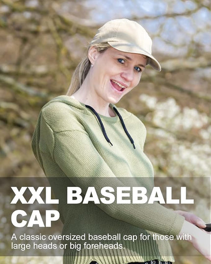 Zylioo XL XXL Oversize Baseball Cap, 100% Cotton Adjustable Dad Hat for Big Heads 23.5"-25.5", Soft Crown Large Size Cap