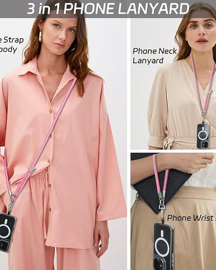 3-in-1 Adjustable Phone Lanyard Crossbody Cell Phone Neck Strap Universal Mobile Wrist Lanyard