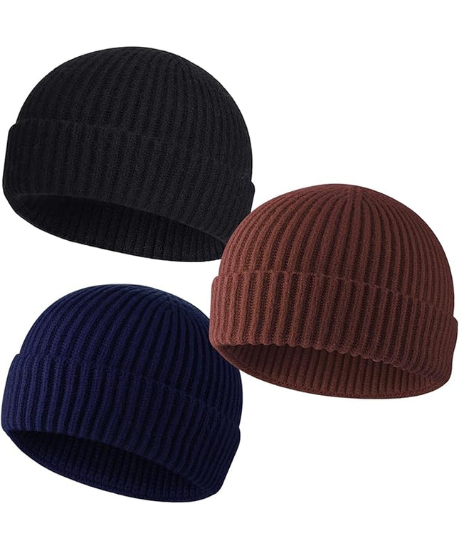 50% Wool Warm Cuffed Swag Knit Short Fisherman Beanie for Men Women Winter Hats Trawler Skull Cap