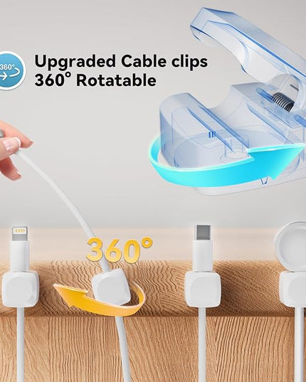 8 Pack Cord Organizer Holder, Rotatable Cable Clips, Spring Cord Holder for Nightstand Adhesive Cable Organizer, Cable Management Clips Charging Cord Organizer for Desk Office Car Wall