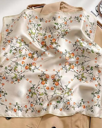ANDANTINO 100% Real Mulberry Silk Scarf -21'' x 21''- Lightweight Neckerchief –Women Men Small Square Digital Printed Scarves