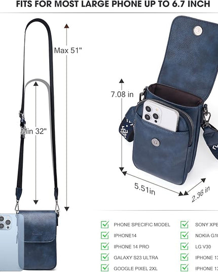 POIUGOYA Small Crossbody Bags for Women Trendy,Leather Triple Compartment Cell Phone Crossbody Wallet Purses with Card Slots