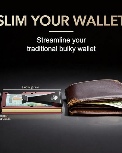 furid Small RFID Wallet for Women: Slim Minimalist Metal Card Wallets with Money Clip - Front Pocket Credit Cards Holder for Work Business Travel - Gift for Wife Mother
