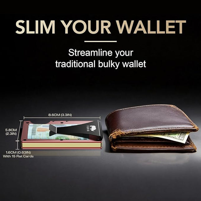 furid Small RFID Wallet for Women: Slim Minimalist Metal Card Wallets with Money Clip - Front Pocket Credit Cards Holder for Work Business Travel - Gift for Wife Mother