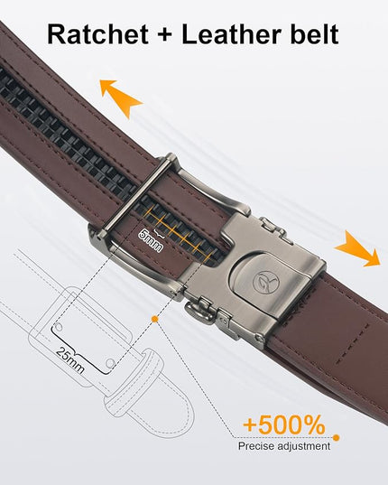 JUKMO 1.5" (38mm) Leather Ratchet Belt for Men in Gift Box