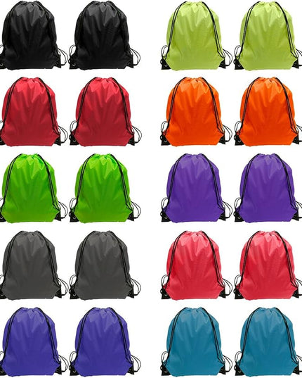 GoodtoU Drawstring Backpack Cinch Bag Drawstring Bags Bulk Draw String Sport Nylon Bag 10 Color (10 Color, 20PCS)