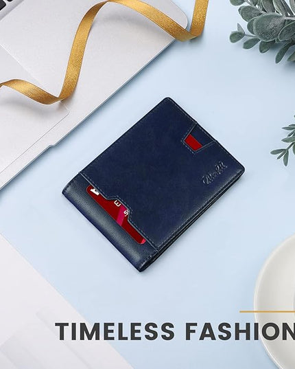Zitahli Mens-Wallet-Slim-Leather-RFID Blocking Wallet for Men Minimalist Bifold Credit Card Holder with Gift Box