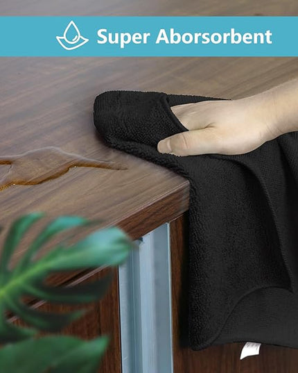 HOMEXCEL Black Microfiber Cleaning Cloth, 8 Pack Cleaning Towels for Kitchen, Lint Free, Scratch-Free, Highly Absorbent, and Reusable Cleaning Rags for House, Window and Glass, Cars, 11.5 X11.5 inch