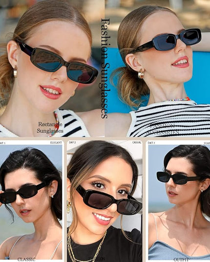Dollger Rectangle Sunglasses for Women Men Trendy Retro Fashion Sunglasses UV 400 Protection Square Fram