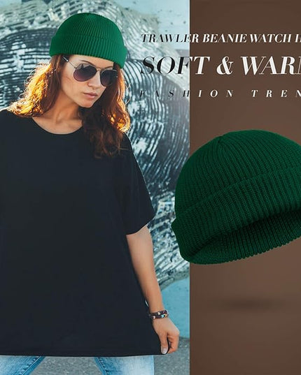 SATINIOR Trawler Beanie Watch Hat Roll-up Edge Skullcap Fisherman Beanie for Women Men