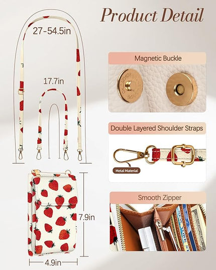 Cute Small Crossbody Purse Cell Phone Bags for Women - Leather Cellphone Wallet Purse with Shoulder Strap
