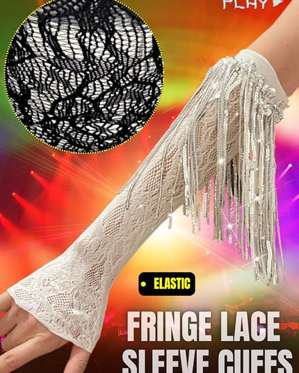 Sequin Fringe Gloves,Fingerless Lace Arm Sleeves For Women,Sparkly Rave Party Costume Fits US 0-8