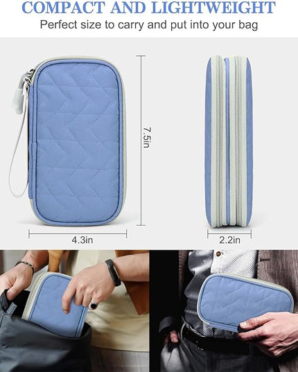 FYY Travel Cable Organizer Pouch Electronic Accessories Carry Case Portable Waterproof Double Layers All-in-One Storage Bag for Cord, Charger, Phone, Pattern Blue