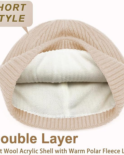 ROYBENS Swag Wool Knit Cuff Short Fisherman Beanie for Men Women, Winter Warm Hats