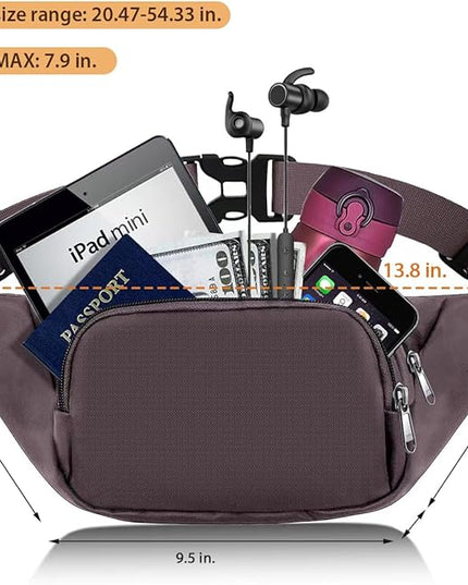 Large Fanny Pack for Women Men - Syican Waist bag with 3-Zipper Pockets, Gifts for Enjoy Sports Traveling Workout Casual Hands-Free crossbody bags Fits MAX 7.9'' iPad & 6.6'' Phone
