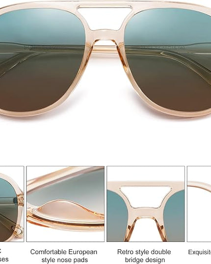 SOJOS Retro Polarized Aviator Sunglasses Womens Mens Classic 70s 80s Vintage Trendy Square Aviators SJ2174