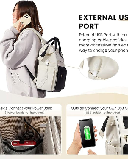 LOVEVOOK Laptop Backpack Purse for Women Waterproof Teacher Nurse Bag, 17.3 Inch Work Laptop Bag with Organizer Bag Business Travel Computer Backpack, 2pcs set